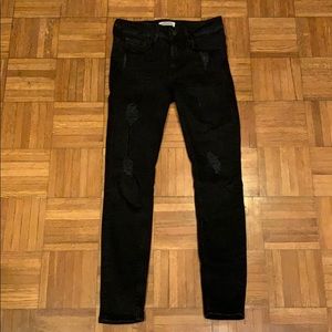 Zara black skinny distressed high rise